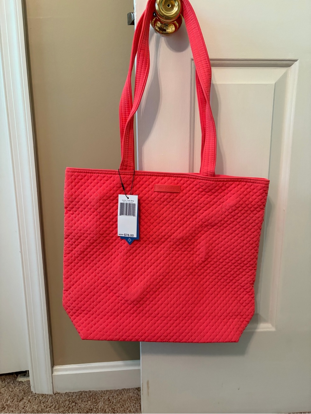 Vera Bradley Quilted Coral Pink Tote